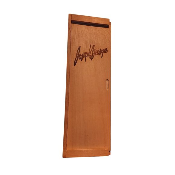 Wood Wine Bottle Box Joseph George  5" x 16"  Slide open - Picture 1 of 12
